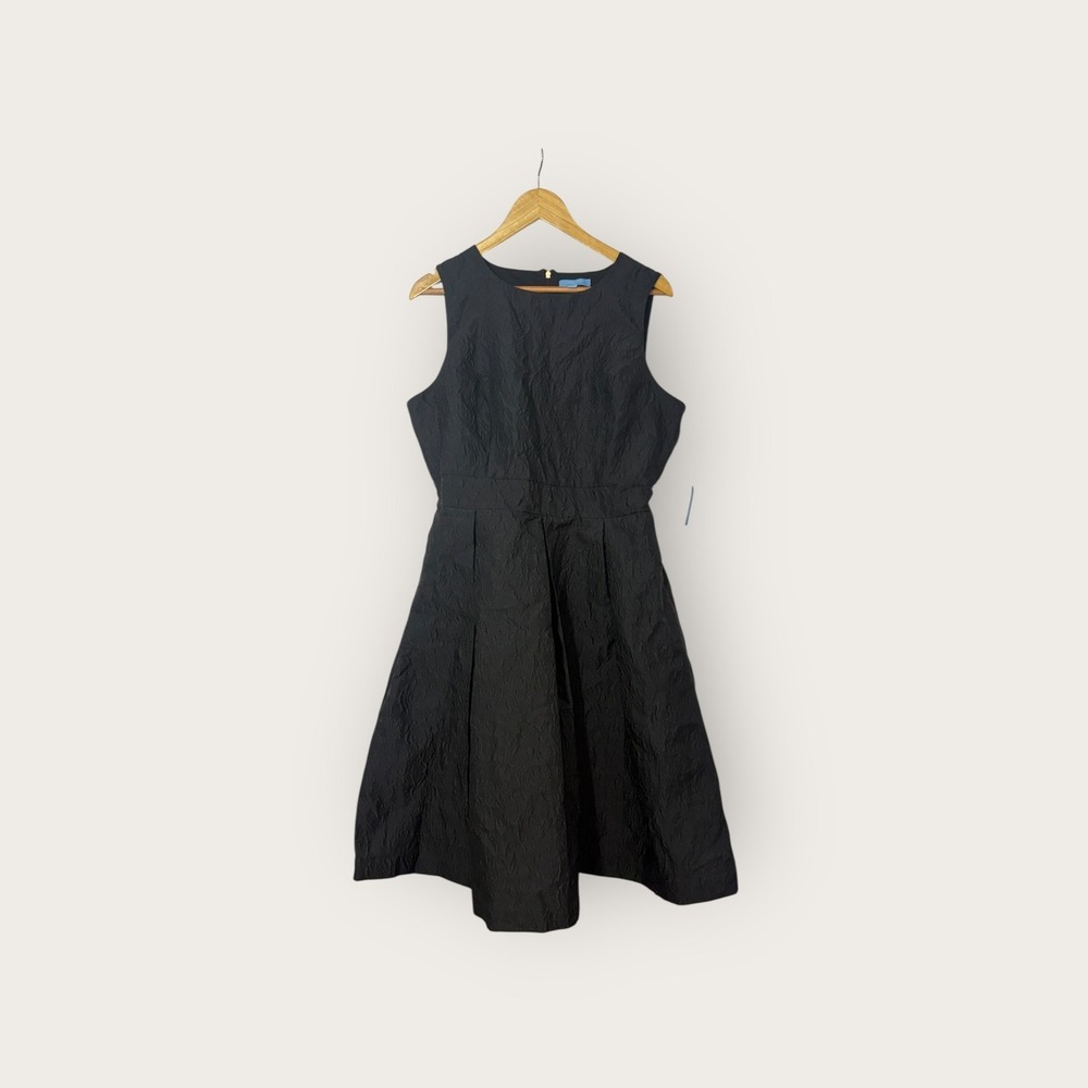 Draper James RSVP Black Sleeveless Jacquard Midi Dress Women's Size L New NWT